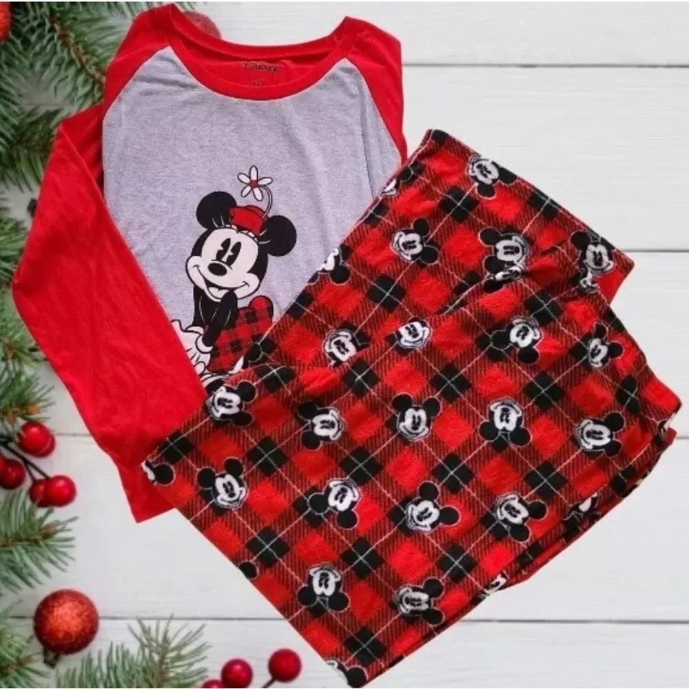 Disney Minnie Mouse Family Christmas Holiday Festive Pajama Set Women’s Sz S - Picture 2 of 12